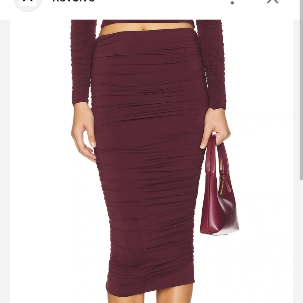SER.O.YA Darcy Elegant Burgundy Ruched Skirt